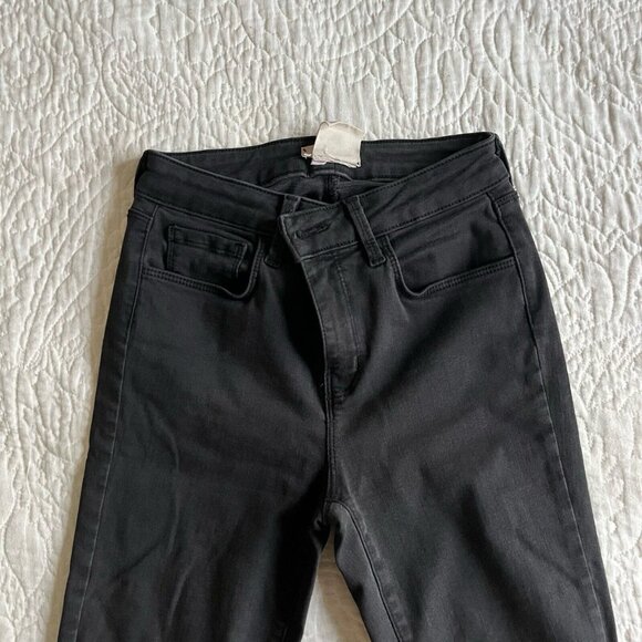 L'agence Womens Jeans Black Margot High Rise Ankle Skinny Coated Size 25 - Picture 2 of 6